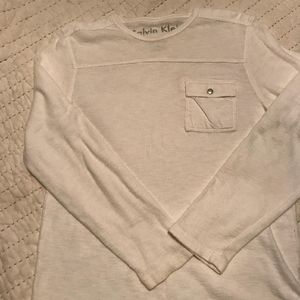 Mens Calvin Klein white waffle long sleeve large